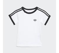 T-Shirt ADIDAS ORIGINALS "3 STRIPE TEE", Jungen, Gr. 104, schwarz-weiß (weiß, schwarz), Obermaterial: 100% Baumwolle, Rundhals, Shirts T-Shirt (14655143-104) weiß, schwarz