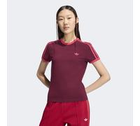 T-Shirt ADIDAS ORIGINALS "3S TEE SLIM", Damen, Gr. M, maroon, power pink, Obermaterial: 93% Baumwolle, 7% Elasthan, Rundhals, Shirts T-Shirt, sanft anliegende Passform, ohne Verschluss, für sportliche