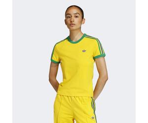 T-Shirt ADIDAS ORIGINALS "3S TEE SLIM", Damen, Gr. XL, eqt gelb, grün, collegiate royal, Obermaterial: 93% Baumwolle, 7% Elasthan, Rundhals, Shirts T-Shirt, sanft anliegende Passform, ohne Verschluss,