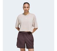 T-Shirt ADIDAS ORIGINALS "ESSENTIALS CROP", Damen, Gr. S, beige (stone khaki), Obermaterial: 100% Baumwolle, normal, Rundhals, Shirts T-Shirt, mit Rundhalsausschnitt, ohne Verschluss, in normaler Läng