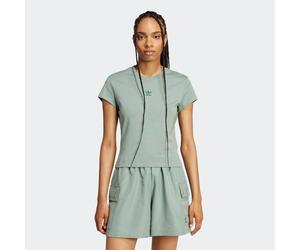 T-Shirt ADIDAS ORIGINALS "ESSENTIALS SLIM", Damen, Gr. XL, silber (silber grün), Obermaterial: 100% Baumwolle, Rundhals, Shirts T-Shirt, sportlicher Stil, schmale Silhouette, aus Single Jersey (497604