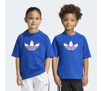 T-Shirt ADIDAS ORIGINALS "GRAFIK TREFOIL LOCKERES", Jungen, Gr. 128, blau (collegiate royal), Obermaterial: 100% Baumwolle, Rundhals, Shirts T-Shirt (78026840-128) collegiate royal
