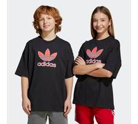 T-Shirt ADIDAS ORIGINALS "OVERSIZE TREFOIL", Mädchen, Gr. 140, schwarz, Obermaterial: 100% Baumwolle, normal, Rundhals, Shirts T-Shirt, lockerer und lässiger Schnitt, für Kinder, mit großem Trefoil-Lo