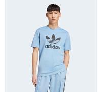 T-Shirt ADIDAS ORIGINALS "TREFOIL T-SHIRT", Herren, Gr. S, ash blau, schwarz, Obermaterial: 100% Baumwolle, normal, Rundhals, Shirts T-Shirt, Basic Shirt mit großem Trefoil Logoprint (85662535-S) ash