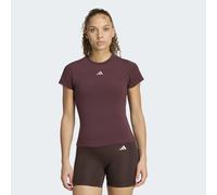 T-Shirt ADIDAS PERFORMANCE "3-STREIFEN STUDIO BABY", Damen, Gr. S, braun (aurora ruby), Obermaterial: 83% Polyester, 17% Elasthan, Rundhals, Shirts T-Shirt (83164868-S) aurora ruby