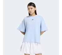 T-Shirt ADIDAS SPORTSWEAR "3 STRIPES STUDIO BOYFRIEND", Damen, Gr. L, blau (glow blau), Obermaterial: 100% Baumwolle, normal, Rundhals, Shirts T-Shirt, Print T-Shirt, locker geschnitten (50746565-L) g