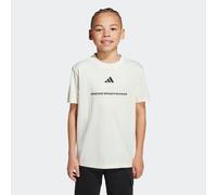 T-Shirt ADIDAS SPORTSWEAR "ADIDAS SLOGAN SINGLE JERSEY", Jungen, Gr. 152, weiß (sanftes weiß), Obermaterial: 100% Baumwolle, Rundhals, Shirts T-Shirt, sportlicher Stil, kurze Ärmel, elastisches Materi