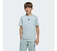 T-Shirt ADIDAS SPORTSWEAR "ADIDAS SLOGAN SINGLE JERSEY", Jungen, Gr. 164, tactile grün, Obermaterial: 100% Baumwolle, Rundhals, Shirts T-Shirt, sportlicher Stil, kurze Ärmel, elastisches Material, mit