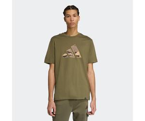 T-Shirt ADIDAS SPORTSWEAR "CAMO LOGO GRAFIK", Herren, Gr. S, grün (olive strata), Obermaterial: 100% Baumwolle, Rundhals, Shirts T-Shirt, Print T-Shirt, aus Baumwoll-Jersey (47457954-S) olive strata