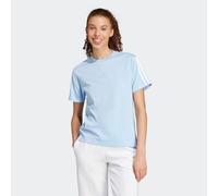 adidas Damen Essentials 3-Stripes Sleeve Cotton T-Shirt, Glow Blue/White, L