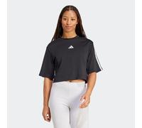 T-Shirt ADIDAS SPORTSWEAR "ESSENTIALS 3-STREIFEN COTTON LOOSE", Damen, Gr. XXL, schwarz-weiß (schwarz, weiß), Obermaterial: 100% Baumwolle, bauchfrei, Rundhals, Shirts T-Shirt, mit Rundhalsausschnitt,