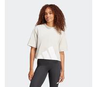 T-Shirt ADIDAS SPORTSWEAR "ESSENTIALS BIG LOGO BOYFRIEND", Damen, Gr. XL, beige (wonder alumina, weiß), Obermaterial: 100% Baumwolle, normal, Rundhals, Shirts T-Shirt (52368743-XL) wonder alumina, wei
