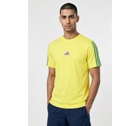 T-Shirt ADIDAS SPORTSWEAR "ESSENTIALS DREI STREIFEN, SINGLE JERSEY", Herren, Gr. M, gelb (bright gelb, bold grün, bold grün, bold grün), Obermaterial: 100% Baumwolle, normal, Rundhals, Shirts T-Shirt