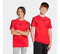 T-Shirt ADIDAS SPORTSWEAR "ESSENTIALS KIDS", Jungen, Gr. 140, rot (pure ruby, schwarz), Obermaterial: 100% Baumwolle, normal, Rundhals, Shirts T-Shirt, sportlicher Stil, Rundhalsausschnitt, ohne Versc
