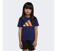 T-Shirt ADIDAS SPORTSWEAR "ESSENTIALS KIDS", Mädchen, Gr. 110, blau (dunkelblau, semi ice tangerine, pure tangerine, pure orange), Obermaterial: 100% Baumwolle, normal, Rundhals, Shirts T-Shirt, sport