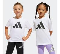 T-Shirt ADIDAS SPORTSWEAR "ESSENTIALS KIDS", Mädchen, Gr. 110, schwarz-weiß (weiß, schwarz), Obermaterial: 100% Baumwolle, normal, Rundhals, Shirts T-Shirt, sportlicher Stil, Kurzarm, aus Baumwolle (4