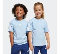 T-Shirt ADIDAS SPORTSWEAR "ESSENTIALS KIDS", Mädchen, Gr. 116, blau (glow blau, weiß), Obermaterial: 100% Baumwolle, Rundhals, Shirts T-Shirt, für Kinder, mit sportlichem Stil, Kurzarmdesign, aus Baum