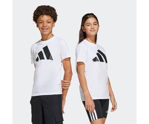 T-Shirt ADIDAS SPORTSWEAR "ESSENTIALS KIDS", Mädchen, Gr. 128, schwarz-weiß (weiß, schwarz), Obermaterial: 100% Baumwolle, normal, Rundhals, Shirts T-Shirt, für Kinder und Teens, mit Rundhalsausschnit