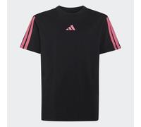 T-Shirt ADIDAS SPORTSWEAR "ESSENTIALS KIDS", Mädchen, Gr. 152, schwarz (schwarz, pink fusion), Obermaterial: 100% Baumwolle, normal, Rundhals, Shirts T-Shirt, sportlicher Stil, Rundhalsausschnitt, ohn