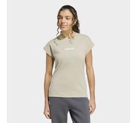 T-Shirt ADIDAS SPORTSWEAR "ESSENTIALS LINEAR COTTON", Damen, Gr. XL, wonder cargo, weiß, Obermaterial: 100% Baumwolle, normal, Rundhals, Shirts T-Shirt, sportlicher Stil, Kurzarm, ohne Verschluss, aus