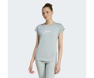 T-Shirt ADIDAS SPORTSWEAR "ESSENTIALS LINEAR COTTON", Damen, Gr. XL, wonder sage, weiß, Obermaterial: 100% Baumwolle, normal, Rundhals, Shirts T-Shirt, sportlicher Stil, Kurzarm, ohne Verschluss, aus