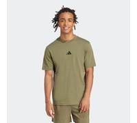 T-Shirt ADIDAS SPORTSWEAR "ESSENTIALS SMALL LOGO SINGLE JERSEY", Herren, Gr. M, grün (olive strata, schwarz), Obermaterial: 100% Baumwolle, normal, Rundhals, Shirts T-Shirt, sportliches Kurzarmshirt,