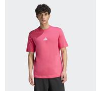 T-Shirt ADIDAS SPORTSWEAR "ESSENTIALS SMALL LOGO SINGLE JERSEY", Herren, Gr. M, pink (power pink, weiß), Obermaterial: 100% Baumwolle, normal, Rundhals, Shirts T-Shirt, sportliches Kurzarmshirt, mit R