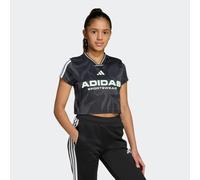 T-Shirt ADIDAS SPORTSWEAR "HOUSE OF TIRO COLORS OF KIDS CROP", Mädchen, Gr. 164, weiß (carbon, schwarz, weiß), Obermaterial: 100% Polyester, V-Ausschnitt, Shirts T-Shirt (42594226-164) carbon, schwarz