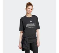 T-Shirt ADIDAS SPORTSWEAR "HOUSE OF TIRO LINEAR GRAPHIC", Damen, Gr. S, schwarz-weiß (schwarz, weiß), Obermaterial: 100% Baumwolle, Rundhals, Shirts T-Shirt, sportlicher Stil mit großem linearem Logo,