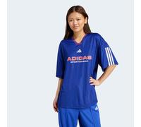 T-Shirt ADIDAS SPORTSWEAR "HOUSE OF TIRO NATIONS PACK BOYFRIEND", Damen, Gr. L, blau (semi lucid blau), Obermaterial: 100% Polyester, Rundhals, Shirts T-Shirt, sportlicher Stil, Boyfriend-Passform, mi
