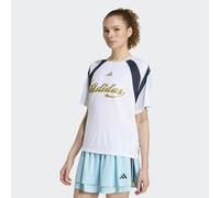 T-Shirt ADIDAS SPORTSWEAR "HOUSE OF TIRO TRIKOT", Damen, Gr. XXL, weiß (weiß, hazy beige, night navy, icey blau), Obermaterial: 100% Polyester, Rundhals, Shirts T-Shirt (95054661-XXL) weiß, hazy beige
