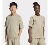 T-Shirt ADIDAS SPORTSWEAR "J FI 3S TEE", Mädchen, Gr. 128, beige (wonder cargo, clay), Obermaterial: 100% Baumwolle, normal, Rundhals, Shirts T-Shirt (89423048-128) wonder cargo, clay
