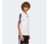 T-Shirt ADIDAS SPORTSWEAR "J TR-ES 3S TEE", Mädchen, Gr. 116, schwarz-weiß (weiß, schwarz), Obermaterial: 100% Polyester, Rundhals, Shirts T-Shirt (34072500-116) weiß, schwarz