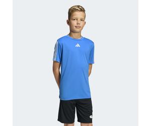 T-Shirt ADIDAS SPORTSWEAR "J TR-ES 3S TEE", Mädchen, Gr. 140, ray blau, weiß, Obermaterial: 100% Polyester, Rundhals, Shirts T-Shirt, für Kinder, mit Rundhalsausschnitt, ohne Verschluss, aus Polyester