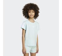 T-Shirt ADIDAS SPORTSWEAR "JG 3S TEE 160", Mädchen, Gr. 152, blau (halo mint, weiß), Obermaterial: 100% Baumwolle, Rundhals, Shirts T-Shirt, für Kinder, mit Rundhalsausschnitt, ohne Verschluss, aus Ba
