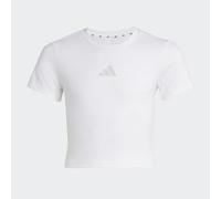 T-Shirt ADIDAS SPORTSWEAR "JG SPI SOFT TEE", Mädchen, Gr. 140, weiß, grau one, Obermaterial: 75% Polyester, 25% Elasthan, Rundhals, Shirts T-Shirt (17257360-140) weiß, grau one