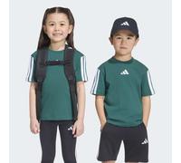 T-Shirt ADIDAS SPORTSWEAR "LK 3S TEE 160", Mädchen, Gr. 116, grün (collegiate grün, weiß), Obermaterial: 100% Baumwolle, Rundhals, Shirts T-Shirt, für Kinder, mit sportlichem Stil, Kurzarmdesign, aus