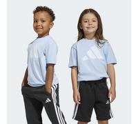 T-Shirt ADIDAS SPORTSWEAR "LK BL TEE 160", Mädchen, Gr. 122, blau (glow blau, weiß), Obermaterial: 100% Baumwolle, normal, Rundhals, Shirts T-Shirt, sportlicher Stil, Kurzarm, aus Baumwolle (73665226-