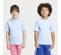 T-Shirt ADIDAS SPORTSWEAR "LK LIN TEE 160", Jungen, Gr. 104, glow blau, weiß, Obermaterial: 100% Baumwolle, Rundhals, Shirts T-Shirt, für Kinder, Rundhalsausschnitt, ohne Verschluss, weiches Material 