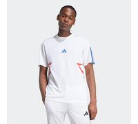 T-Shirt ADIDAS SPORTSWEAR "M TIRO CB TEE", Herren, Gr. M, weiß (weiß, pure ruby, semi lucid blau), Obermaterial: 100% Polyester, Rundhals, Shirts T-Shirt, ohne Verschluss, Rundhalsausschnitt, aus Poly