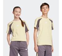adidas Unisex Kinder Seasonal Essentials Colorblock T-Shirt, Powder Yellow/Grey strata/White, 13-14 Years