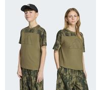 T-Shirt ADIDAS SPORTSWEAR "SEASONAL ESSENTIALS KIDS BAUMWOLL-, CAMOUFLAGE", Jungen, Gr. 164, grün (olive strata, jungle ink), Obermaterial: 100% Baumwolle, Rundhals, Shirts T-Shirt (98128862-164) oliv