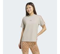 T-Shirt ADIDAS SPORTSWEAR "SEASONAL ESSENTIALS LEOPARDENPRINT MIT 3-STREIFEN", Damen, Gr. XL, wonder alumina, multicolor, Obermaterial: 100% Baumwolle, Rundhals, Shirts T-Shirt (20880526-XL) wonder al