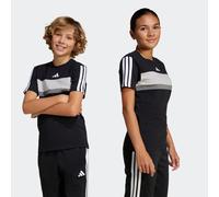 T-Shirt ADIDAS SPORTSWEAR "SEASONAL ESSENTIALS TIBERIO 3-STREIFEN KIDS", Jungen, Gr. 140, schwarz-weiß (schwarz, weiß), Obermaterial: 100% Baumwolle, Rundhals, Shirts T-Shirt (39966240-140) schwarz, w