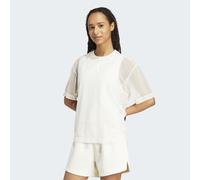T-Shirt ADIDAS SPORTSWEAR "SOFT LUX MESH", Damen, Gr. L, weiß (sanftes weiß), Obermaterial: 79% Polyester, 21% Elasthan, normal, Rundhals, Shirts T-Shirt, lockere Passform, mit Zwickel unter den Armen