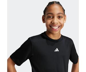 T-Shirt ADIDAS SPORTSWEAR "TRAIN ESSENTIALS LOGO REGULAR FIT KIDS", Mädchen, Gr. 116, schwarz-weiß (schwarz, weiß), Obermaterial: 100% Polyester, Rundhals, Shirts T-Shirt (73655828-116) schwarz, weiß