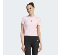 T-Shirt ADIDAS SPORTSWEAR "ESSENTIALS 3-STREIFEN SLIM BABY", Damen, Gr. S, clear pink, pure ruby, Obermaterial: 93% Baumwolle, 7% Elasthan, Rundhals, Shirts T-Shirt, schmale Passform, Rundhalsausschni