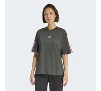 T-Shirt ADIDAS SPORTSWEAR "W 3S SJ BF T", Damen, Gr. XL, grau six, st tropic bloom, Obermaterial: 100% Baumwolle, normal, Rundhals, Shirts T-Shirt, lockere Passform, Kurzarmdesign, sportlicher Stil, a