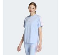 T-Shirt ADIDAS SPORTSWEAR "W 3S SJ T B", Damen, Gr. M, glow blau, clear pink, Obermaterial: 100% Baumwolle, normal, Rundhals, Shirts T-Shirt, klassische 3-Streifen an den Ärmeln, ohne Verschluss (7014