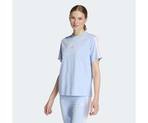 T-Shirt ADIDAS SPORTSWEAR "W 3S SJ T B", Damen, Gr. M, glow blau, clear pink, Obermaterial: 100% Baumwolle, normal, Rundhals, Shirts T-Shirt, klassische 3-Streifen an den Ärmeln, ohne Verschluss (7014